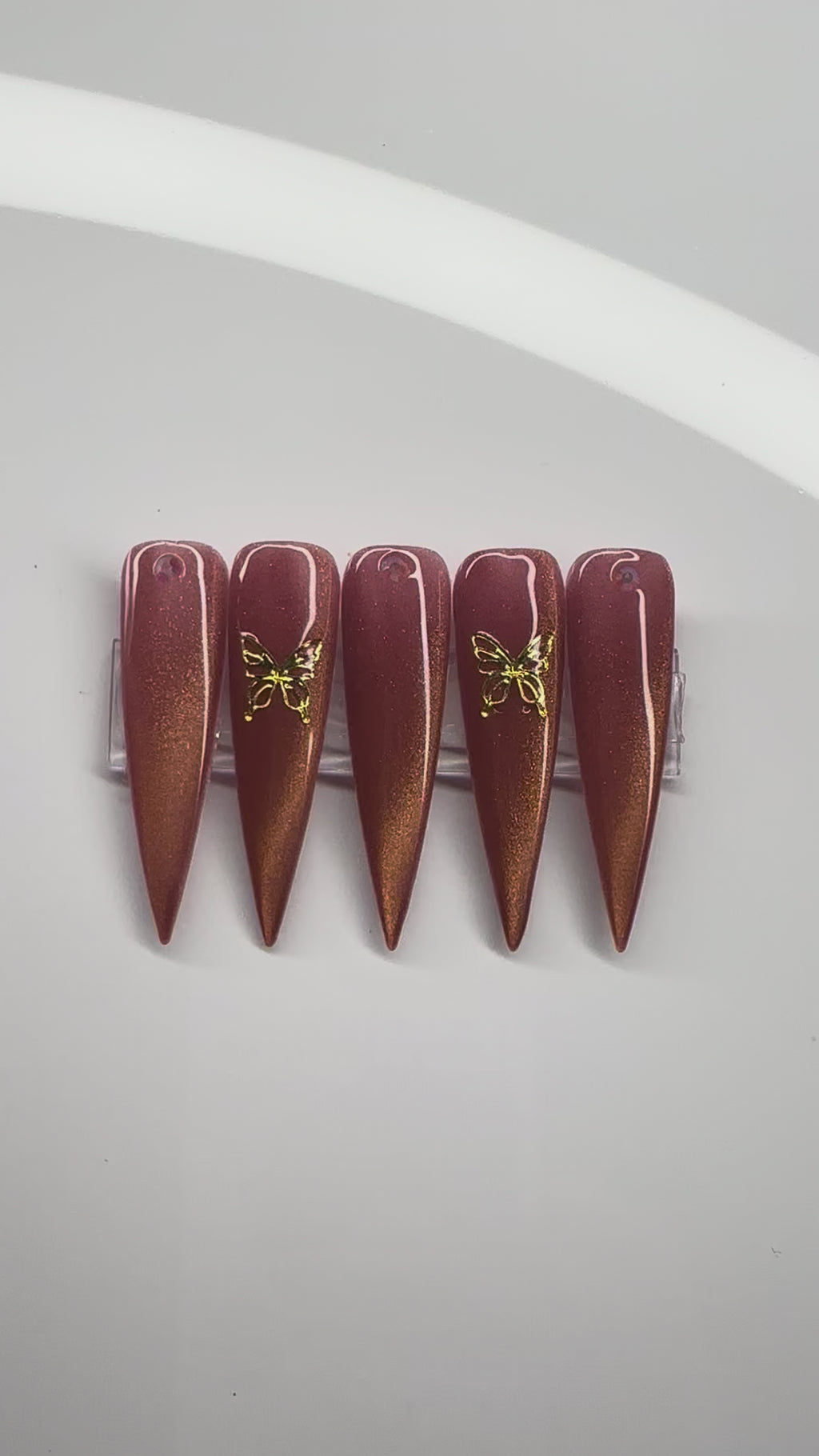 Butterfly Kiss Press On Nails,Fairy Dust Rose Stiletto Nail Set